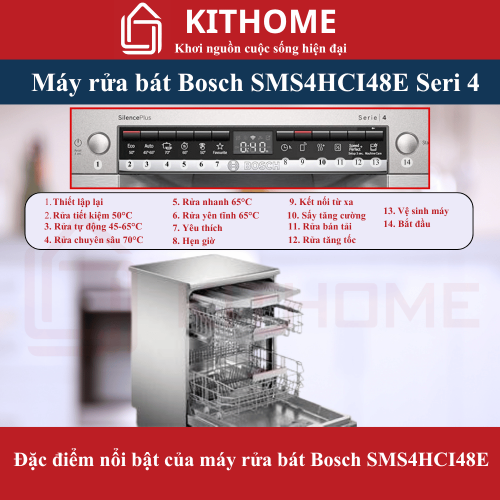 MÁY RỬA BÁT BOSCH SMS4HCI48E ĐỘC LẬP SERIE 4 14 BỘ MÁY RỬA BÁT BOSCH SMS4HCI48E ĐỘC LẬP SERIE 4 14 BỘ