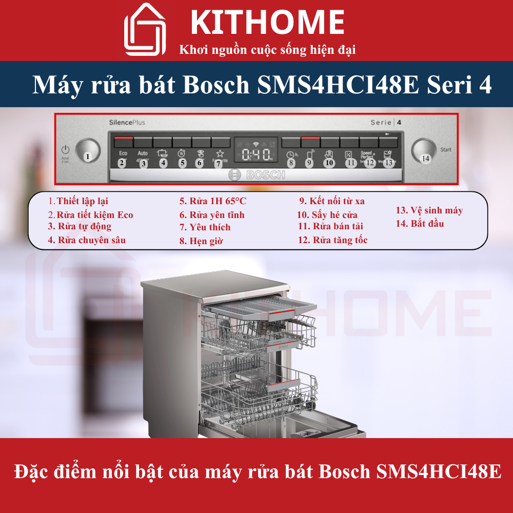 MÁY RỬA BÁT BOSCH ĐỘC LẬP SMS4ECI14E SERIE 4 SẤY HÉ CỬA MÁY RỬA BÁT BOSCH ĐỘC LẬP SMS4ECI14E SERIE 4 SẤY HÉ CỬA
