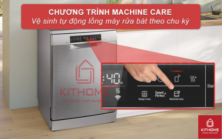 Vệ sinh tự động máy rửa bát với tính năng Machine Care