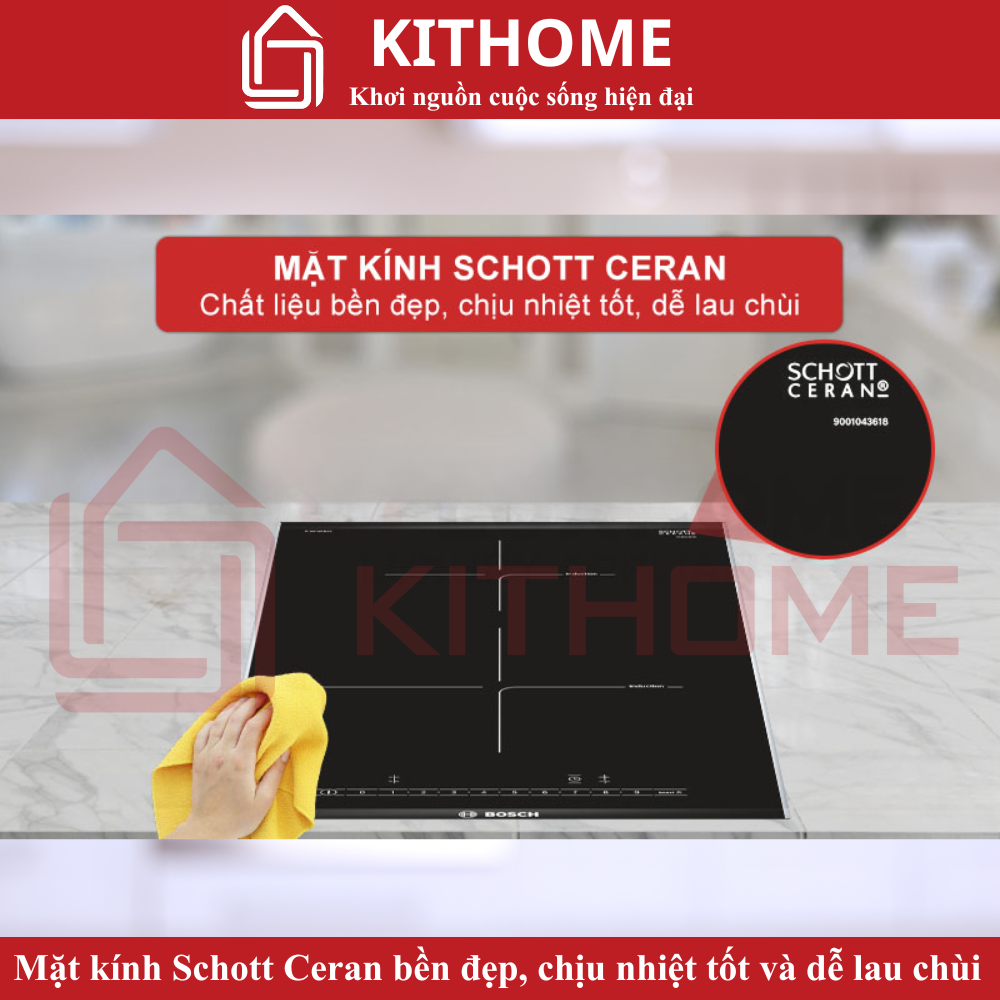 Mặt kính Schott Ceran bền đẹp, chịu nhiệt tốt và dễ lau chùi