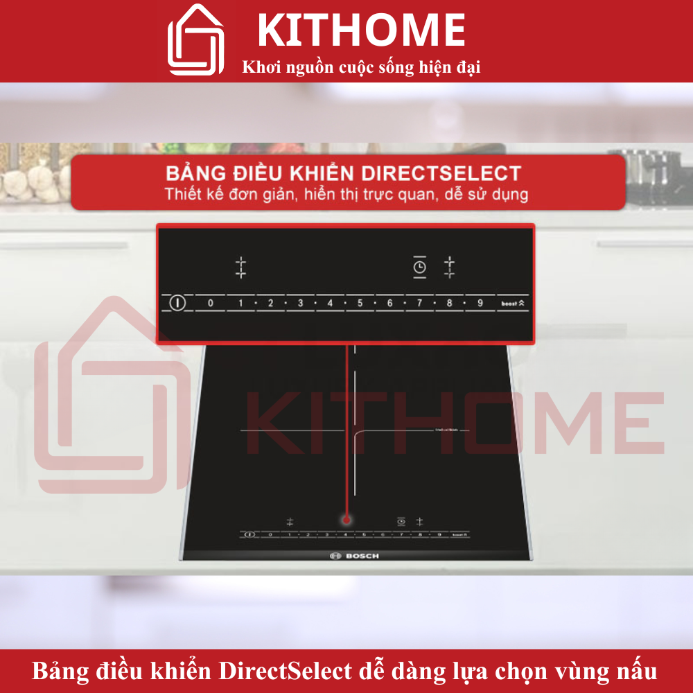 Bảng điều khiển DirectSelect dễ dàng lựa chọn vùng nấu và công suất