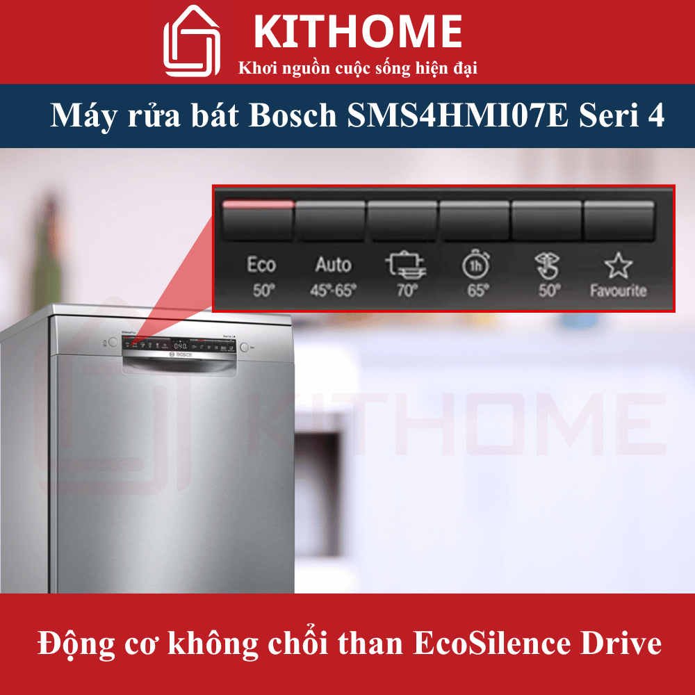 Máy rửa bát Bosch SMS4HMI07E – Vận hành mạnh mẽ với động cơ không chổi than EcoSilence Drive