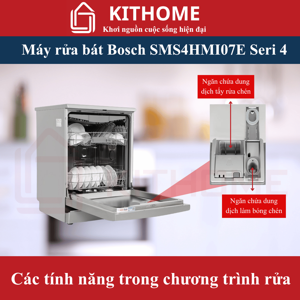 Máy rửa bát Bosch SMS4HMI07E – Tiết kiệm điện, nước và chất tẩy rửa vượt trội