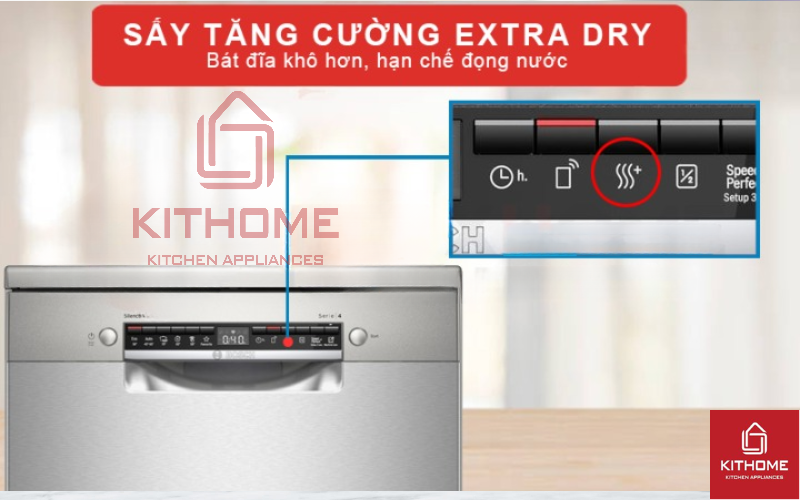 Sấy tăng cường Extra Dry giúp bát đĩa khô hơn