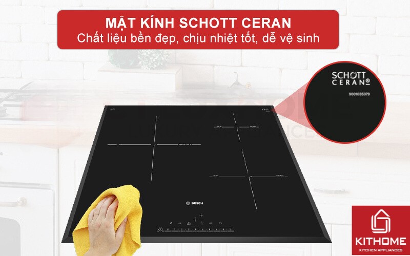 Mặt kính Schott Ceran bền bỉ, chịu nhiệt tốt và dễ dàng vệ sinh