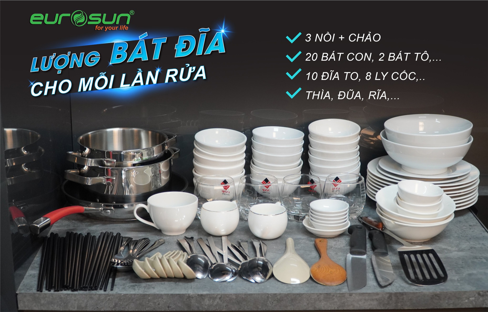 Máy rửa bát Eurosun SMS56EU05E9