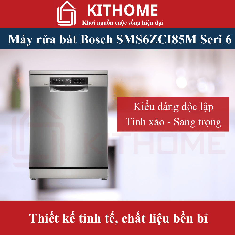 Thiết kế tinh tế, chất liệu bền bỉ của Máy rửa bát Bosch SMS6ZCI85M