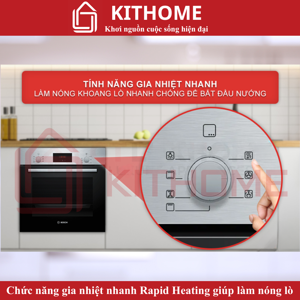 Chức năng Rapid Heating giúp rút ngắn thời gian nướng Chức năng Rapid Heating giúp rút ngắn thời gian nướng