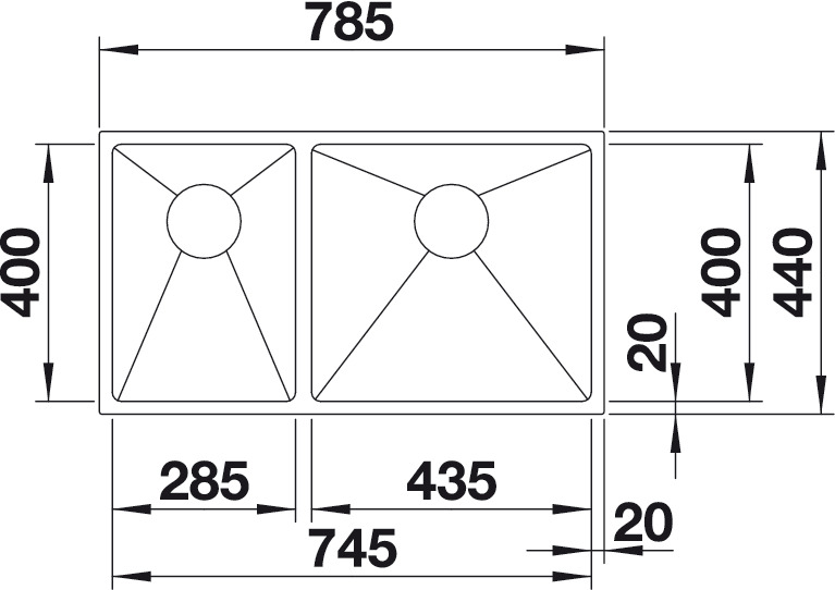 Chậu rửa Blanco QUATRUS R15 285/435-IU 570.27.169