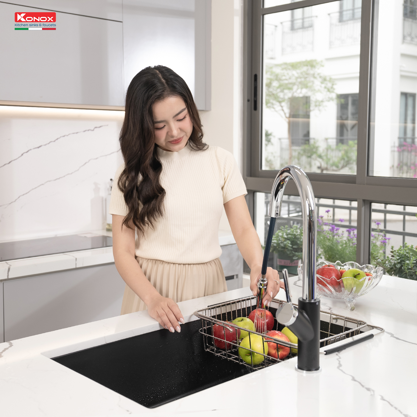 chau-rua-bat-da-granite-1-ho-konox-naros-mau-den-3 Chậu rửa Konox Naros 760S Black