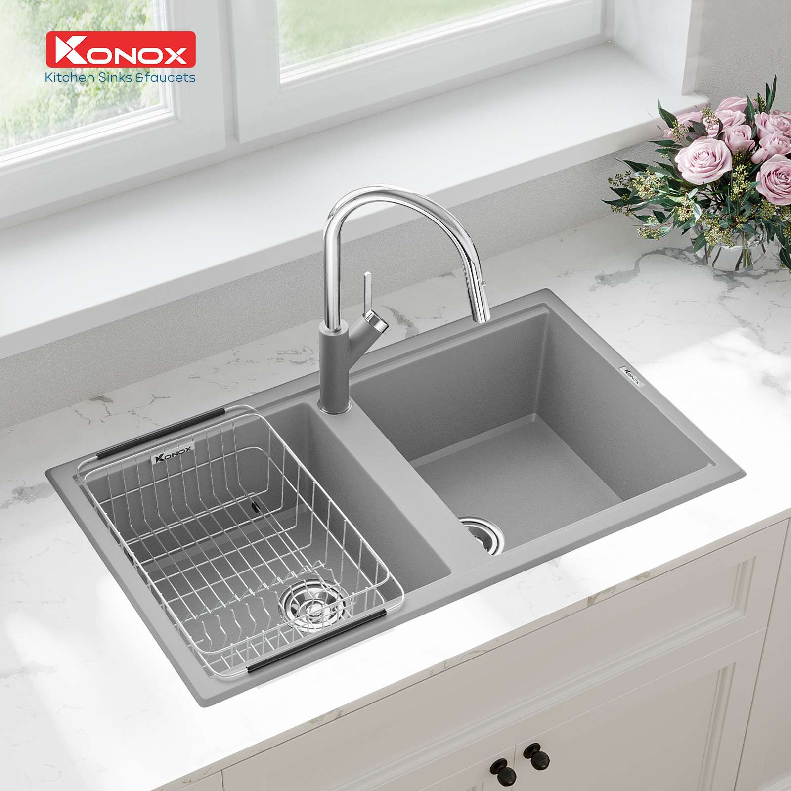 Chậu rửa Konox Phoenix 860 Grey