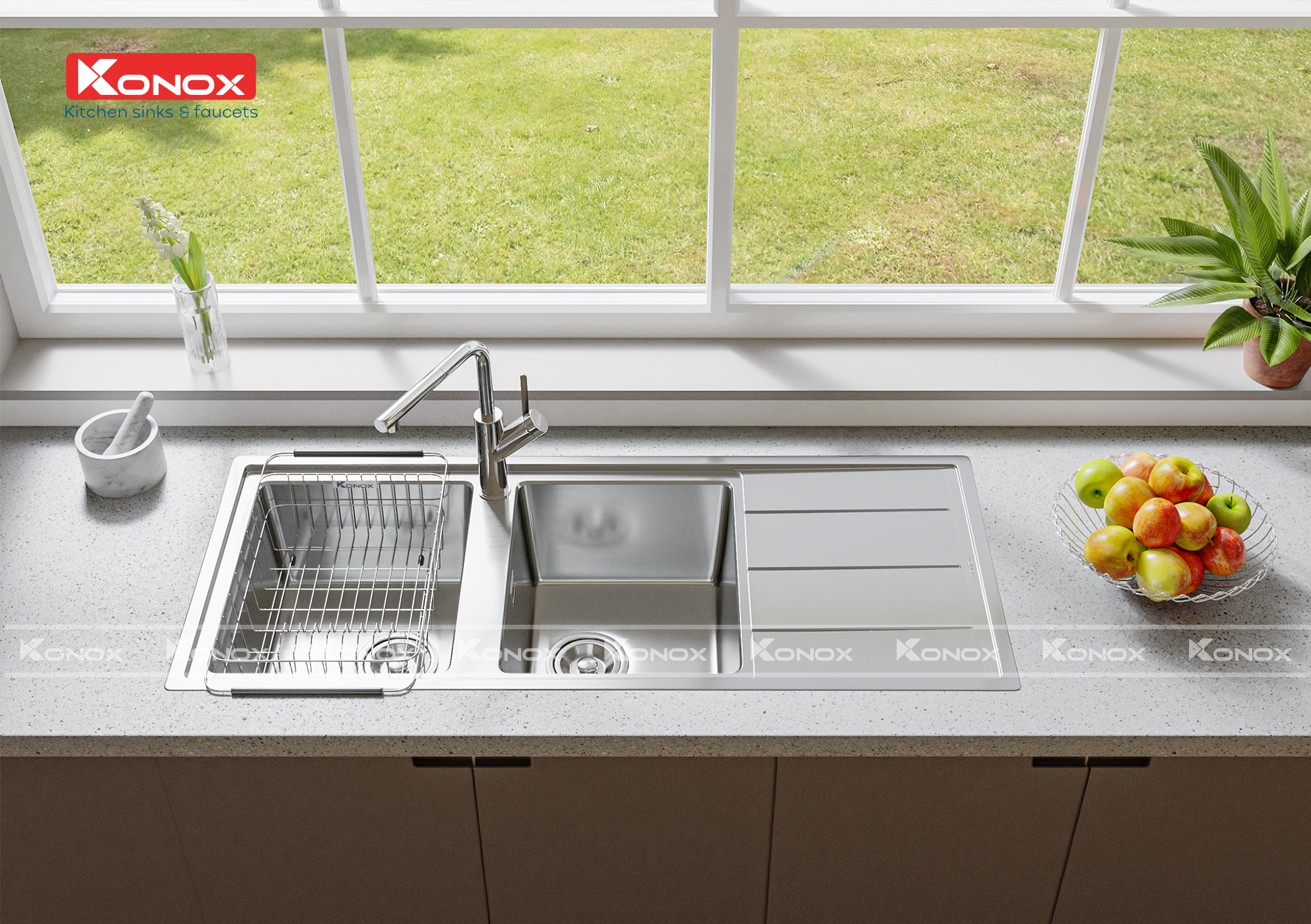 Chậu rửa Konox Turkey Sink Beta 1160 - Bàn Phải