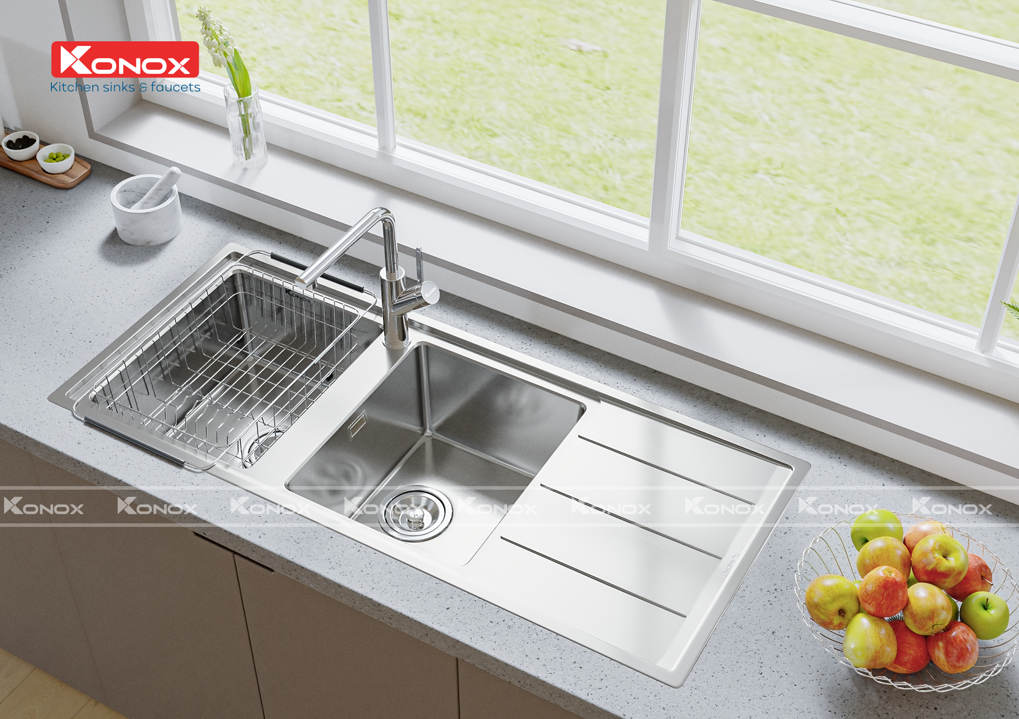 Chậu rửa Konox Turkey Sink Beta 1160 - Bàn Phải