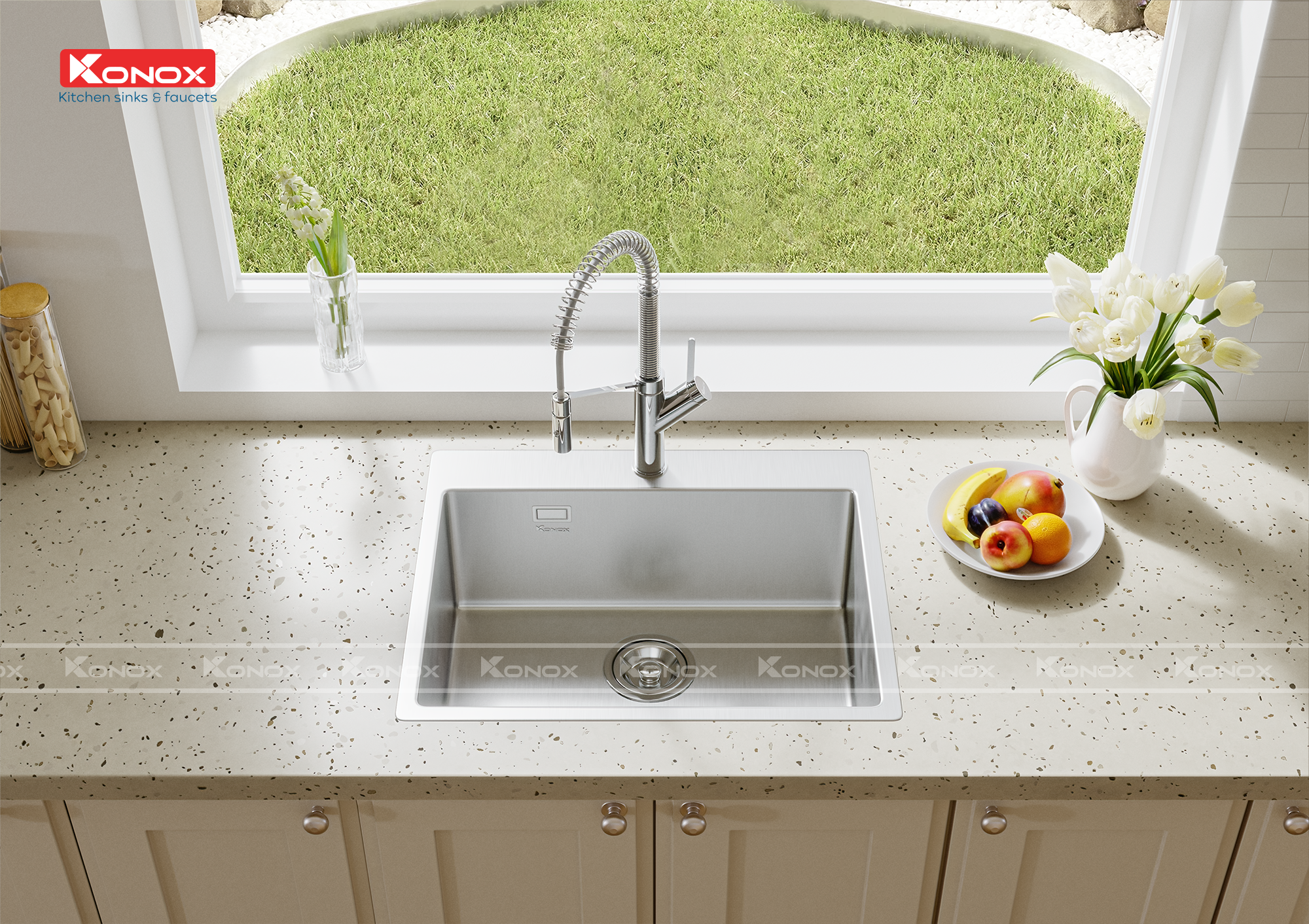 Chậu rửa Konox Turkey Sink Neron 600 - Hình ảnh lắp đặt sản phẩm