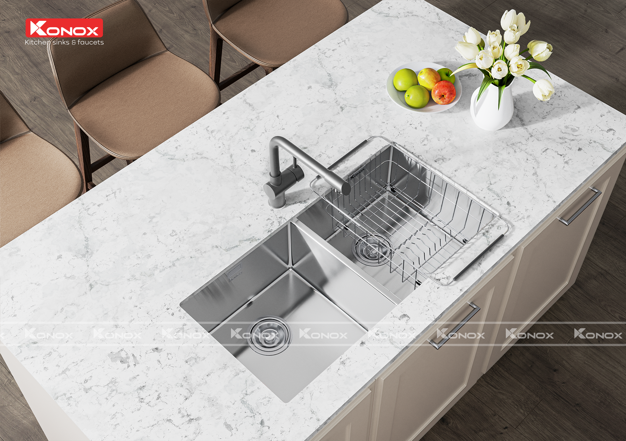 Chậu rửa Konox Turkey Sink Vigo 8644 - Hình ảnh lắp đặt sản phẩm