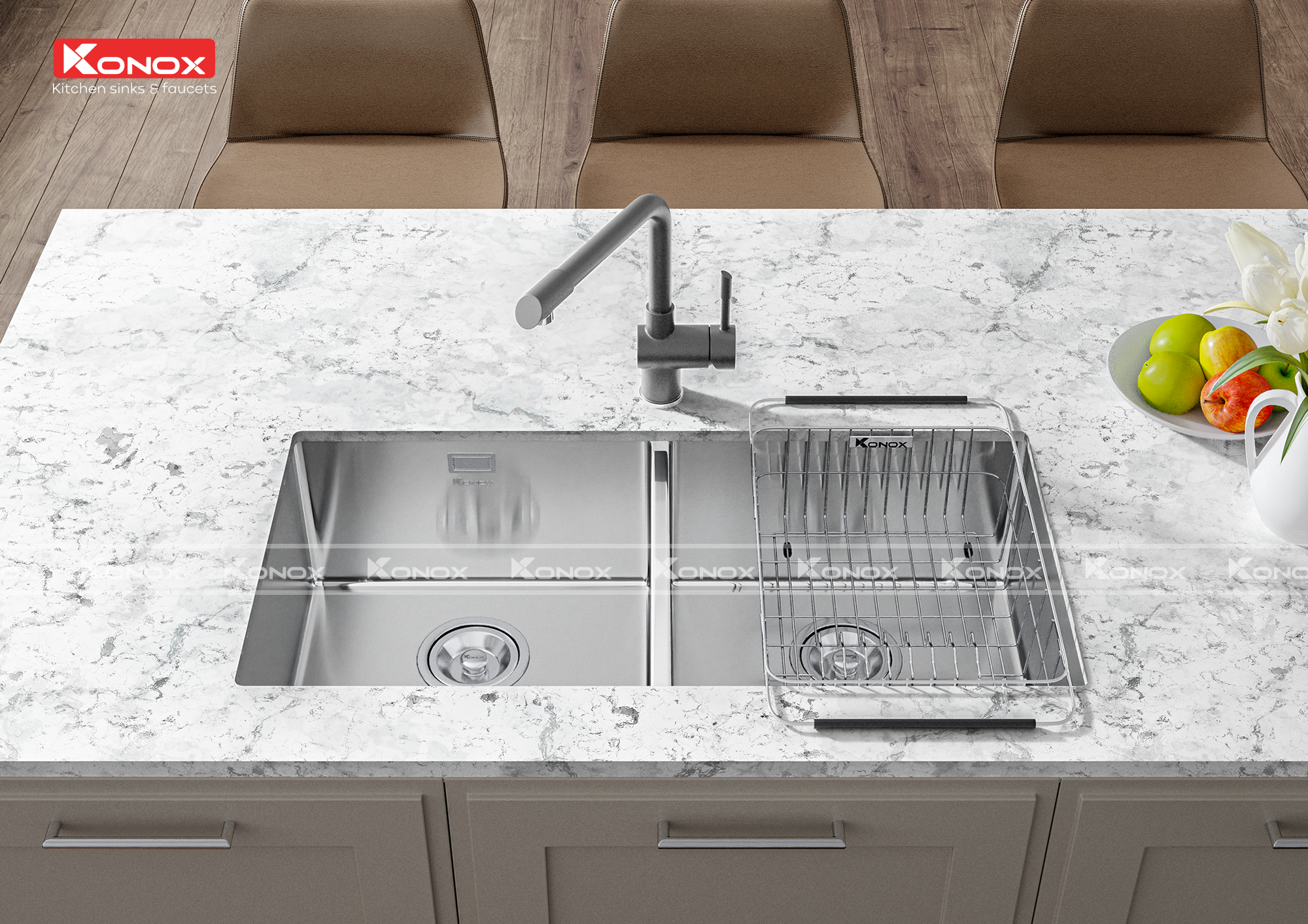 Chậu rửa Konox Turkey Sink Vigo 8644 - Hình ảnh lắp đặt sản phẩm