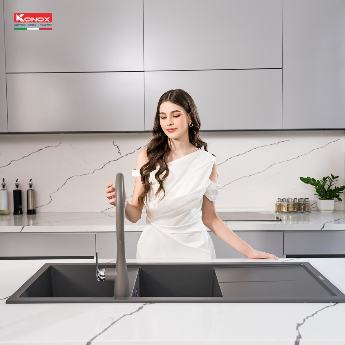 Chậu rửa Konox Livello Smart 1160 Grey
