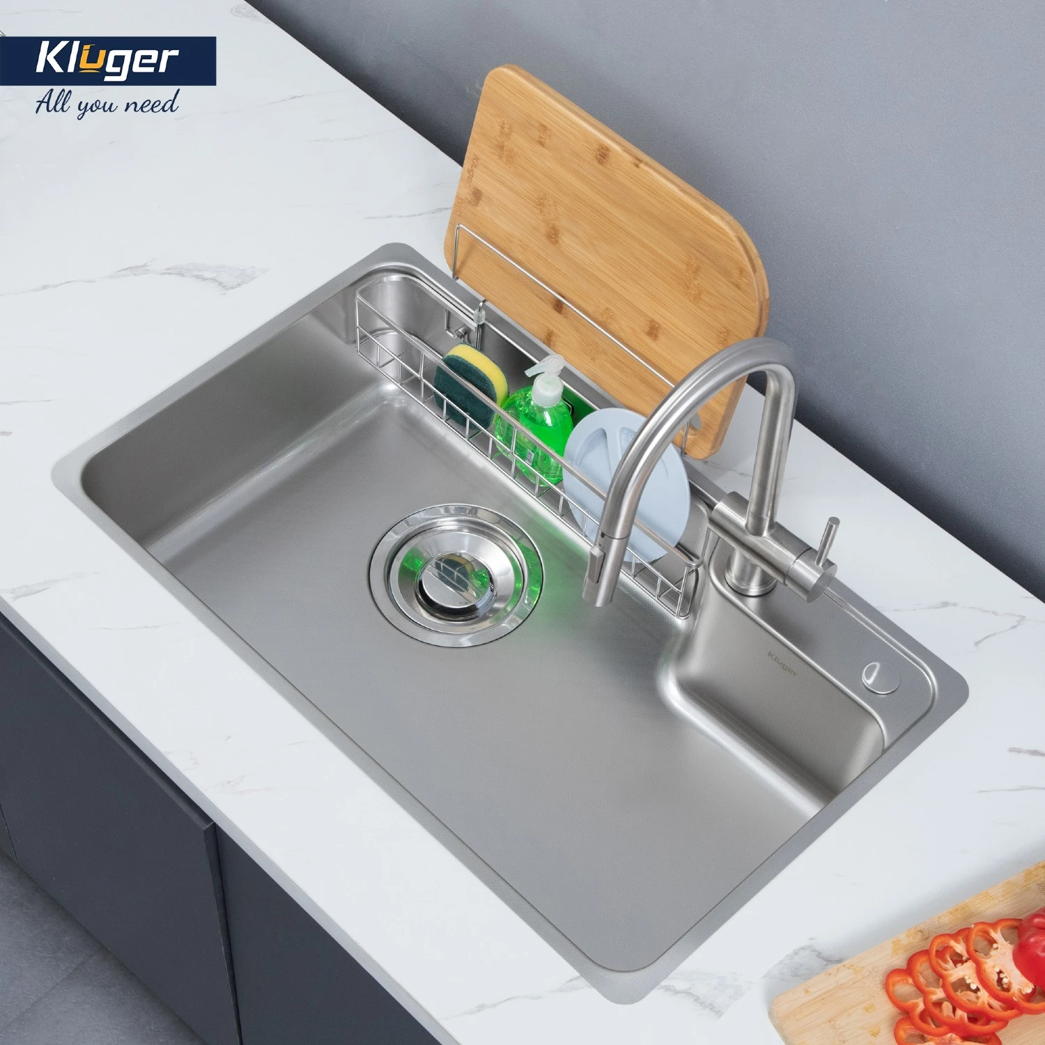 Chậu rửa Kluger KH8048FS-S80 được thiết kế với sự tinh tế và hiện đại, phù hợp với mọi phong cách nội thất và không gian bếp.