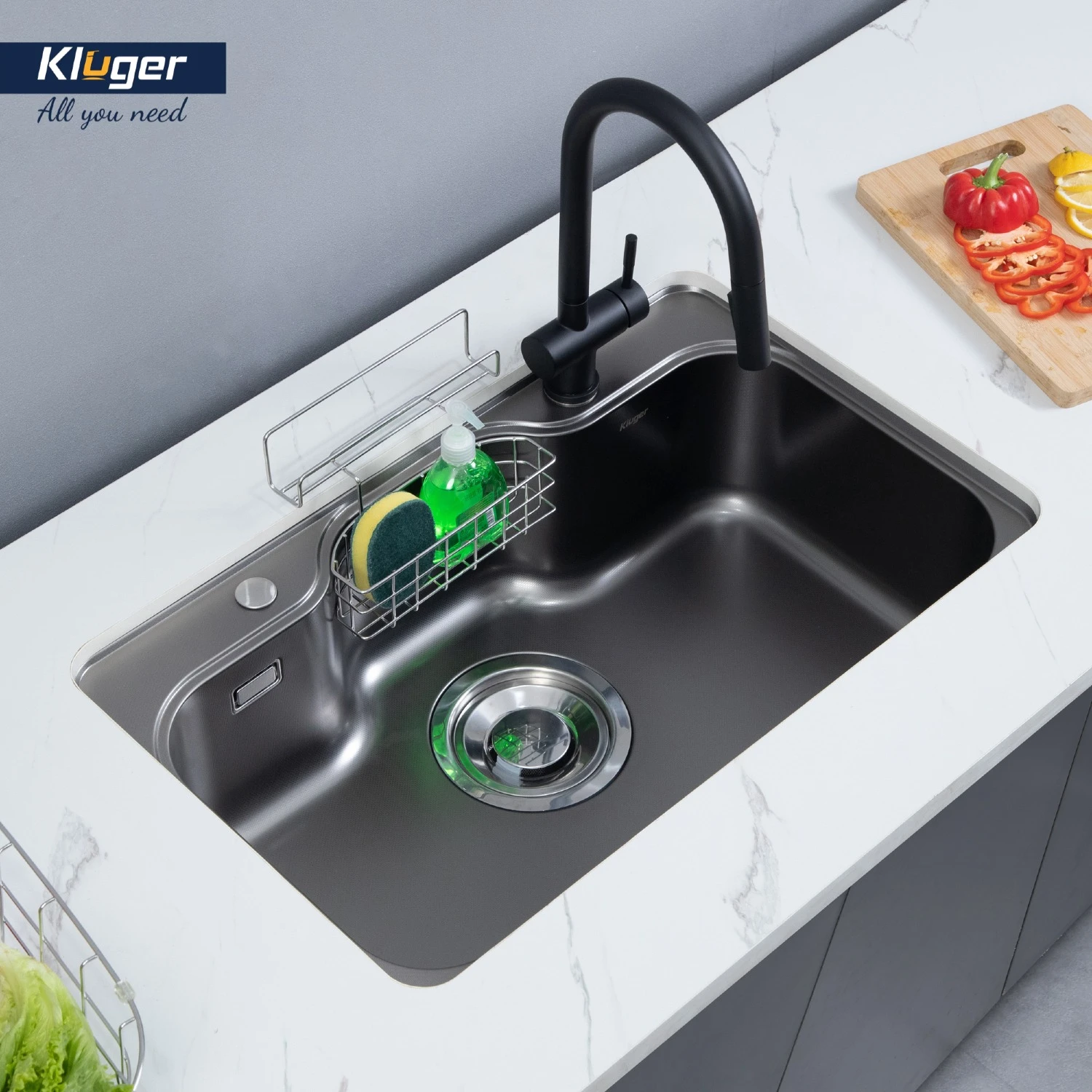 Độ sâu chậu rửa bát H220 (mm), ngăn chặn việc nước bắn ra khỏi chậu, giữ cho không gian xung quanh sạch sẽ và khô ráo.
