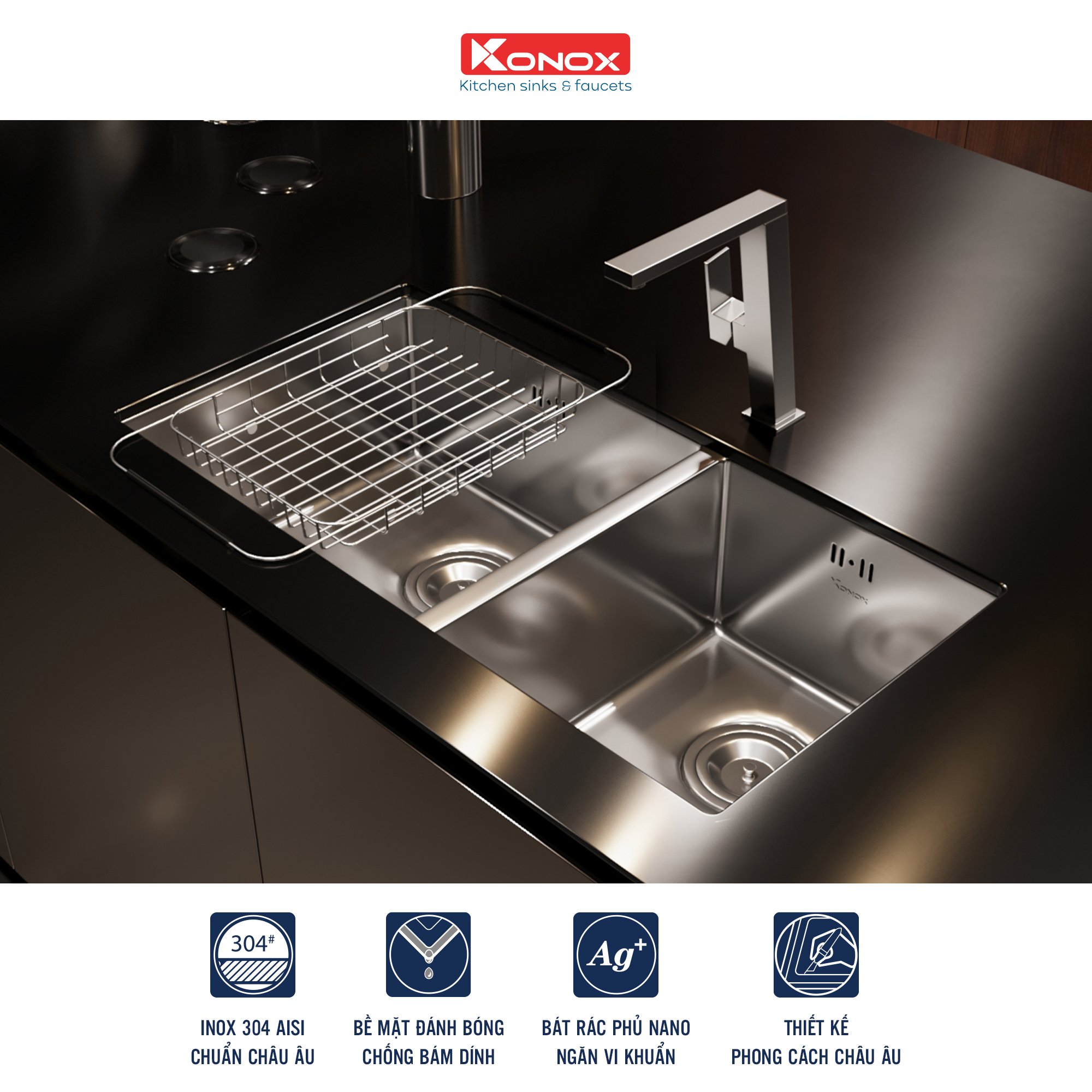 Chậu rửa Konox Cube 8144DU
