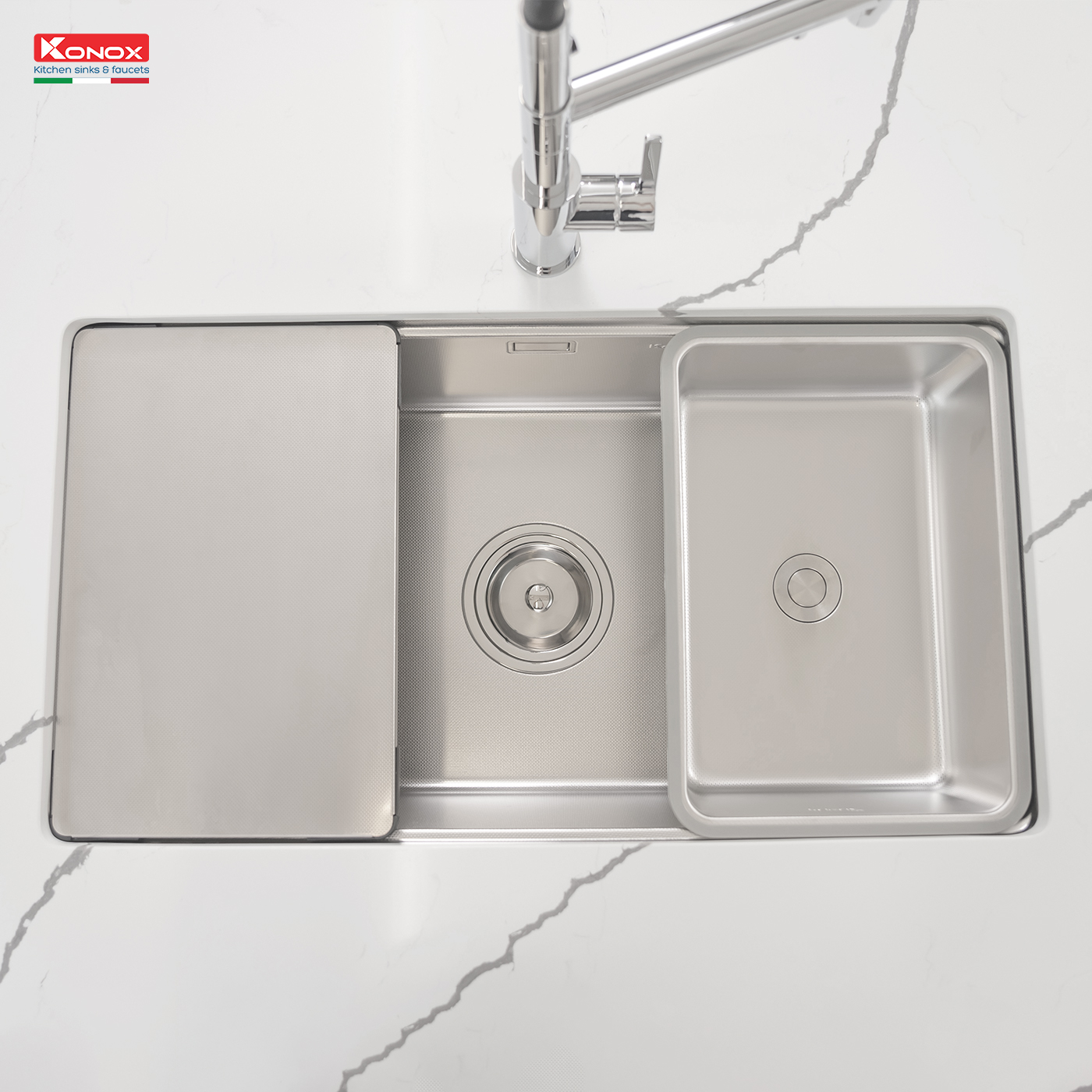 chau-rua-konox-kn8146su-dekor-4 Chậu rửa Konox KN8146SU Dekor