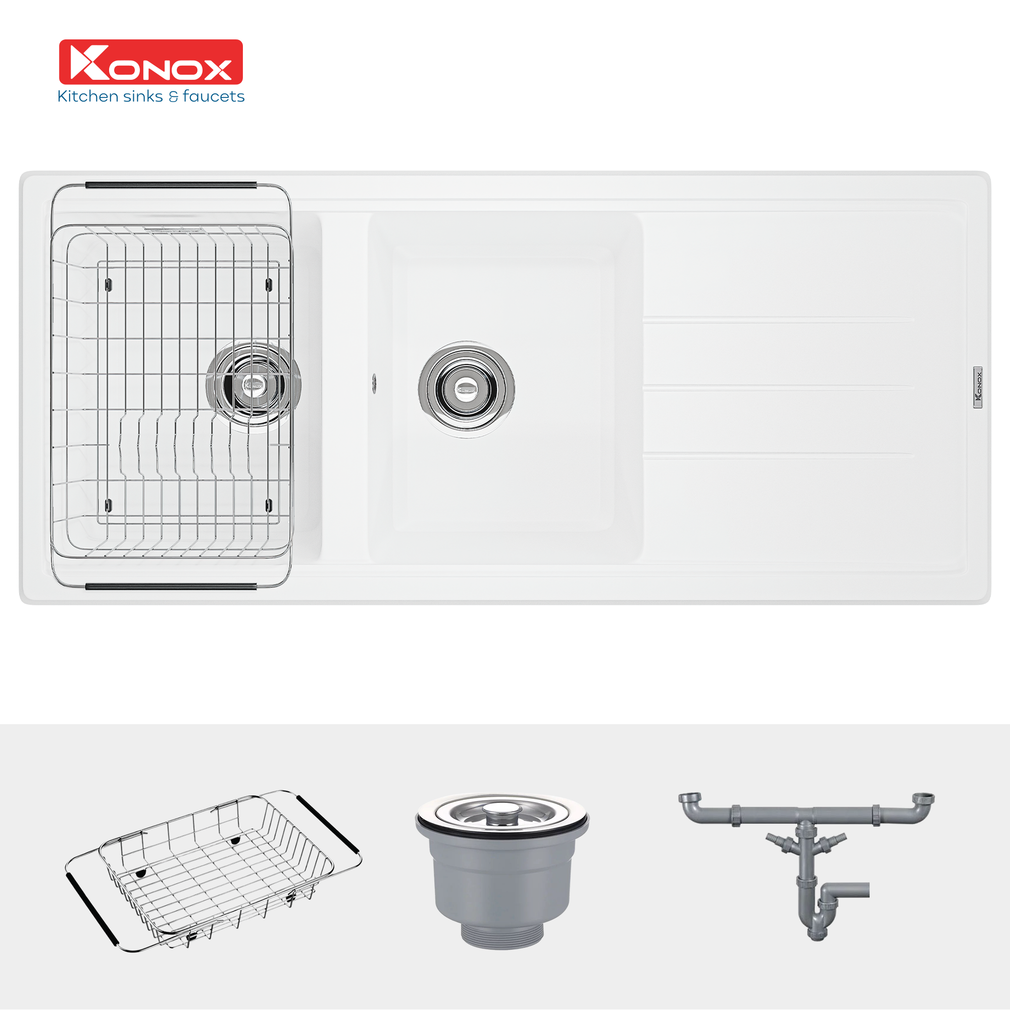 chau-rua-konox-phoenix-1160-white-silver-1 Chậu rửa Konox Phoenix 1160 White Silver