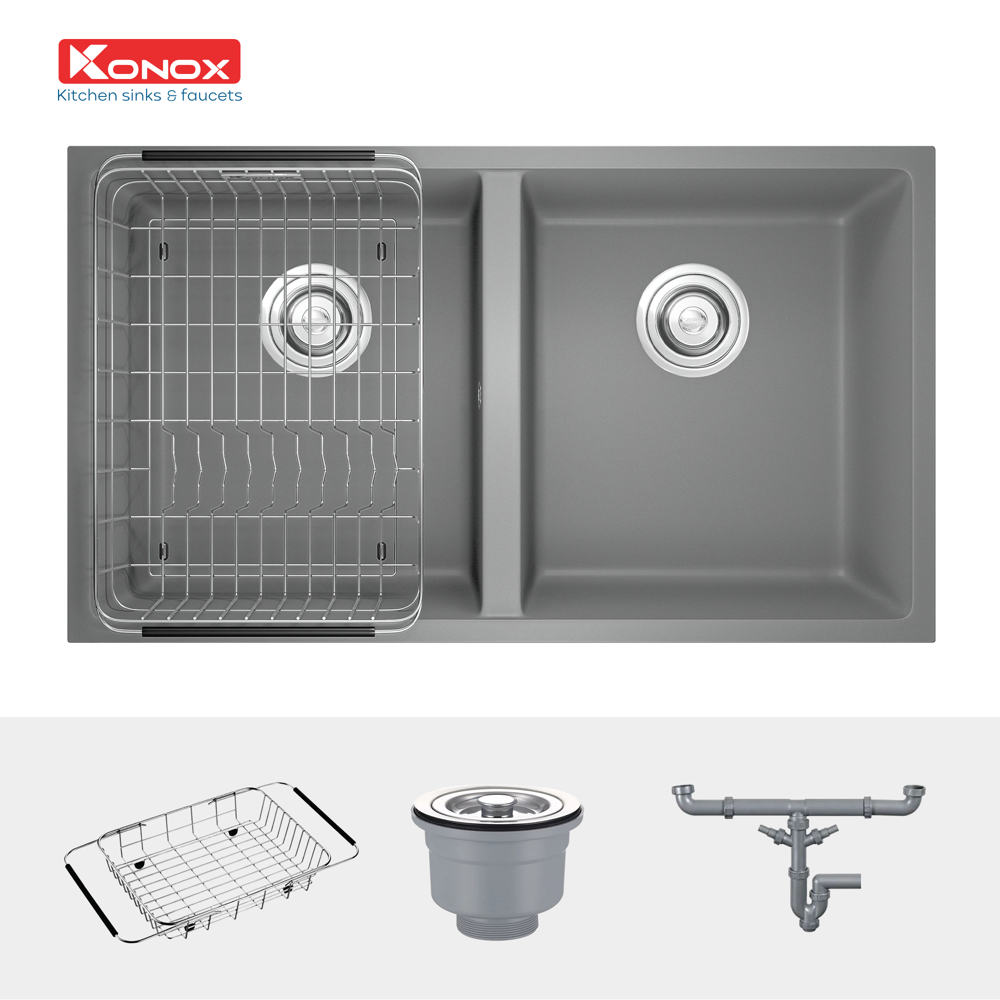 chau-rua-konox-veloci-760d-grey-1 Chậu rửa Konox Veloci 760D Grey