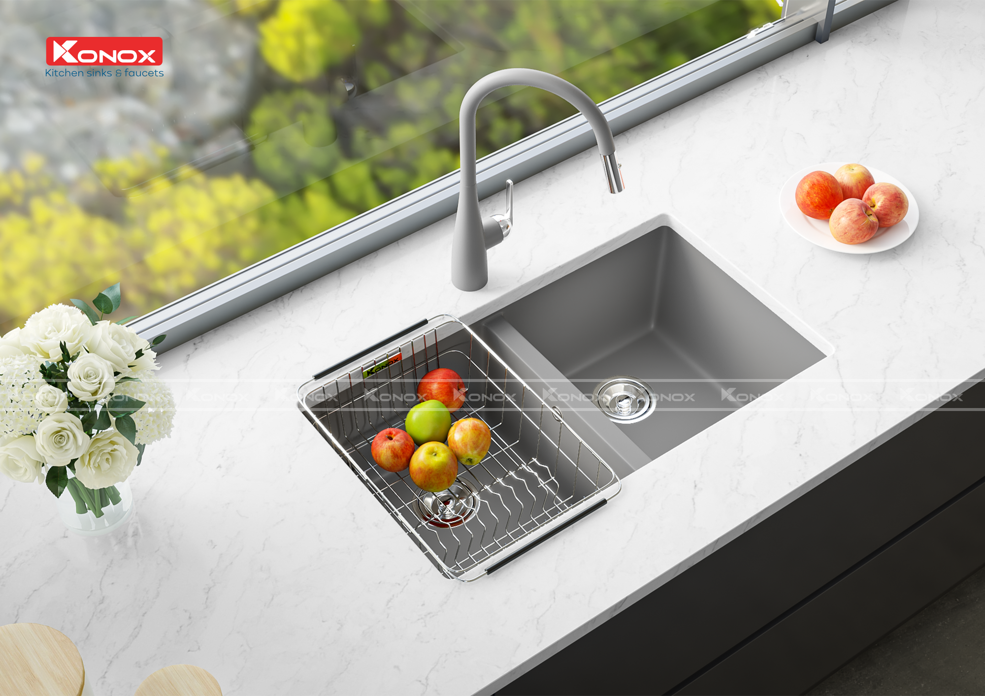 chau-rua-konox-veloci-760d-grey-3 Chậu rửa Konox Veloci 760D Grey