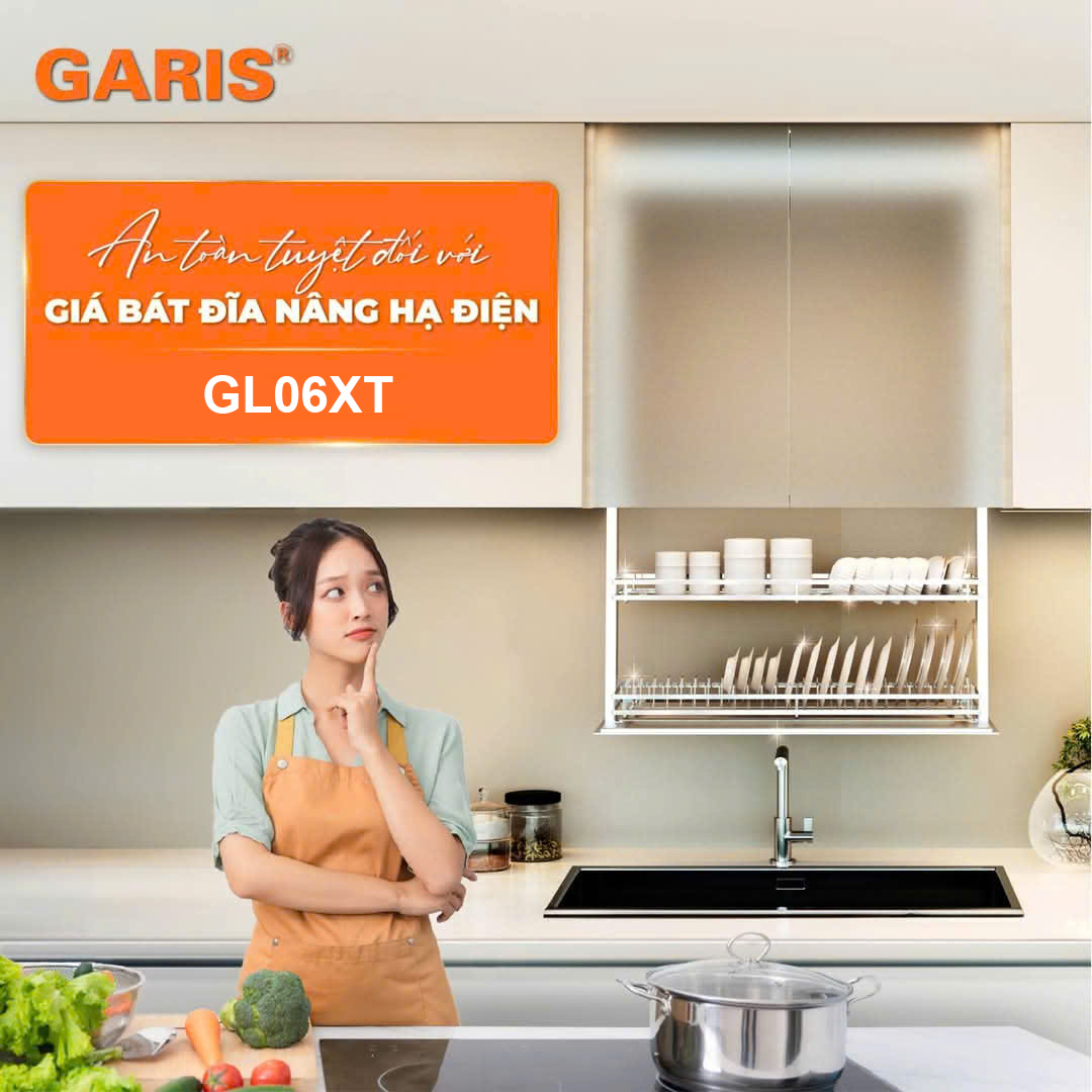 gia-bat-dia-nang-ha-dien-cam-ung-khung-nhom-ro-inox-304-garis-gl06xt-2 Giá bát đĩa nâng hạ điện cảm ứng khung nhôm rổ Inox 304 900mm Garis GL06.9XT