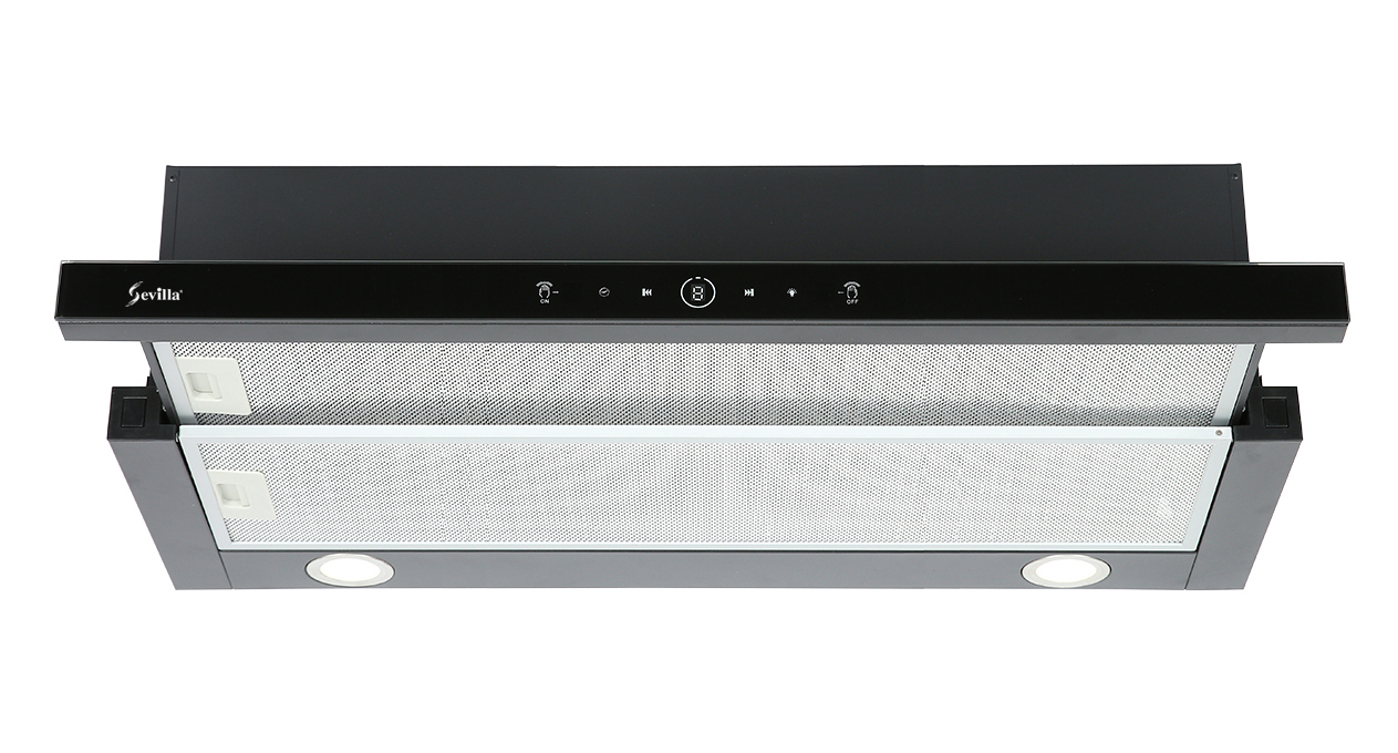 Máy hút mùi Sevilla SV-900B Pro được thiết kế với thân bằng máy thép phủ sơn chống gỉ màu đen