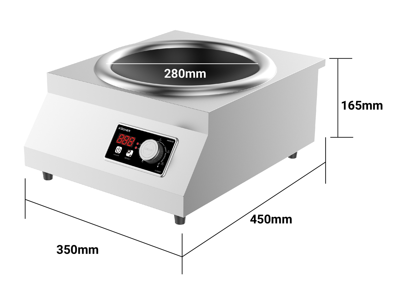 kich-thuoc-bep-tu-cong-nghiep-kocher-ci-3600c Bếp từ công nghiệp Kocher CI-3600C