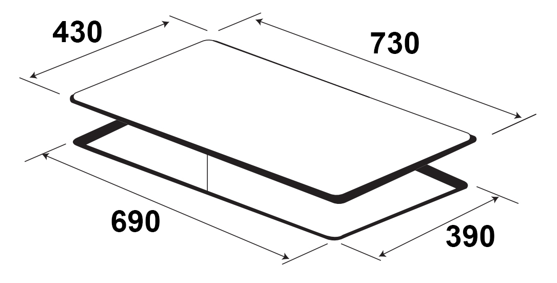 Bếp từ Kaff KF-116II - Kích thước lắp đặt sản phẩm