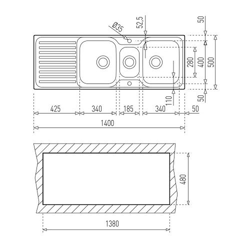 Chậu rửa Teka CLASSIC 2 1/2B 1D