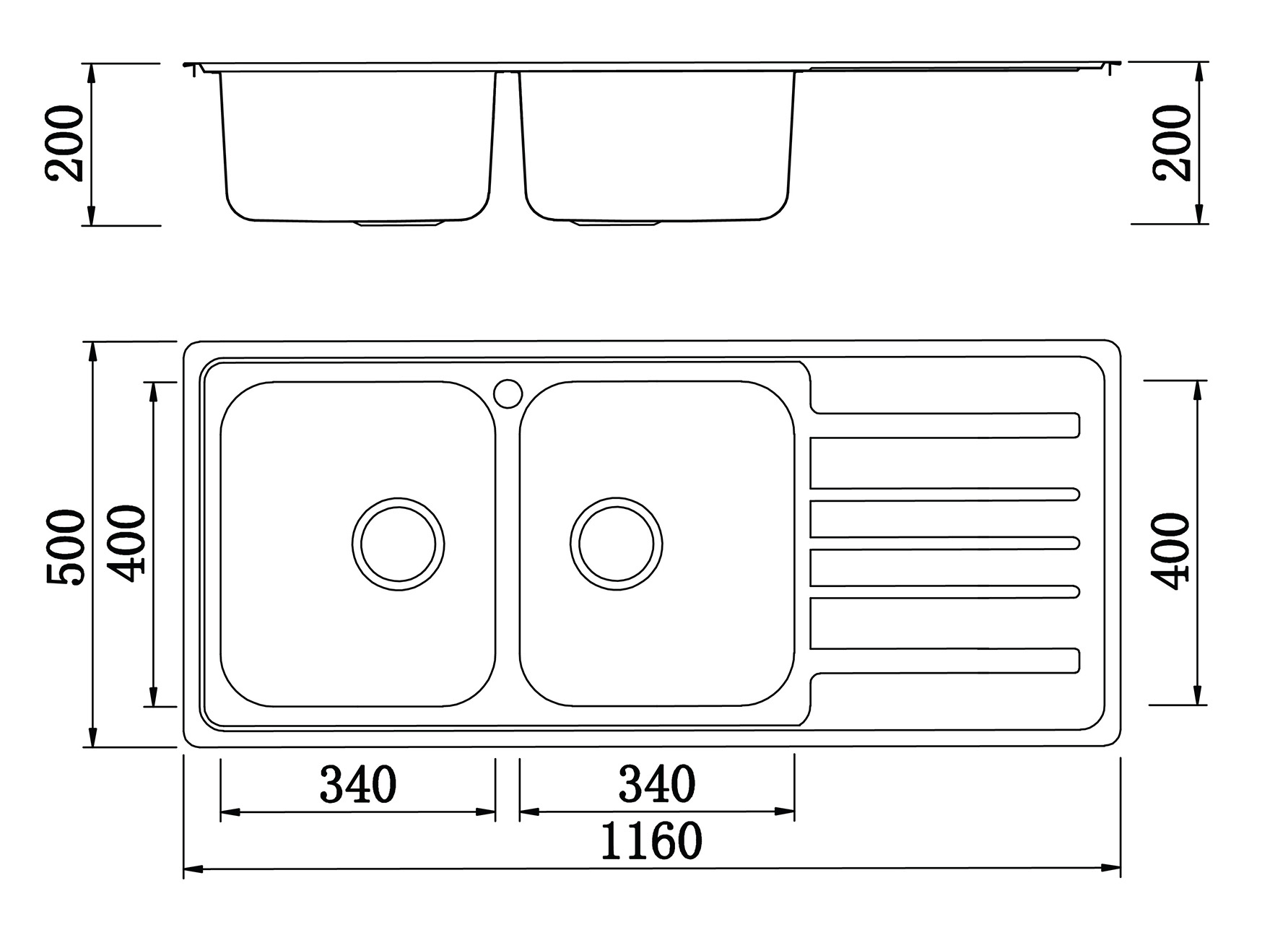 Chậu rửa Konox Artusi KS11650 1D - Bàn phải