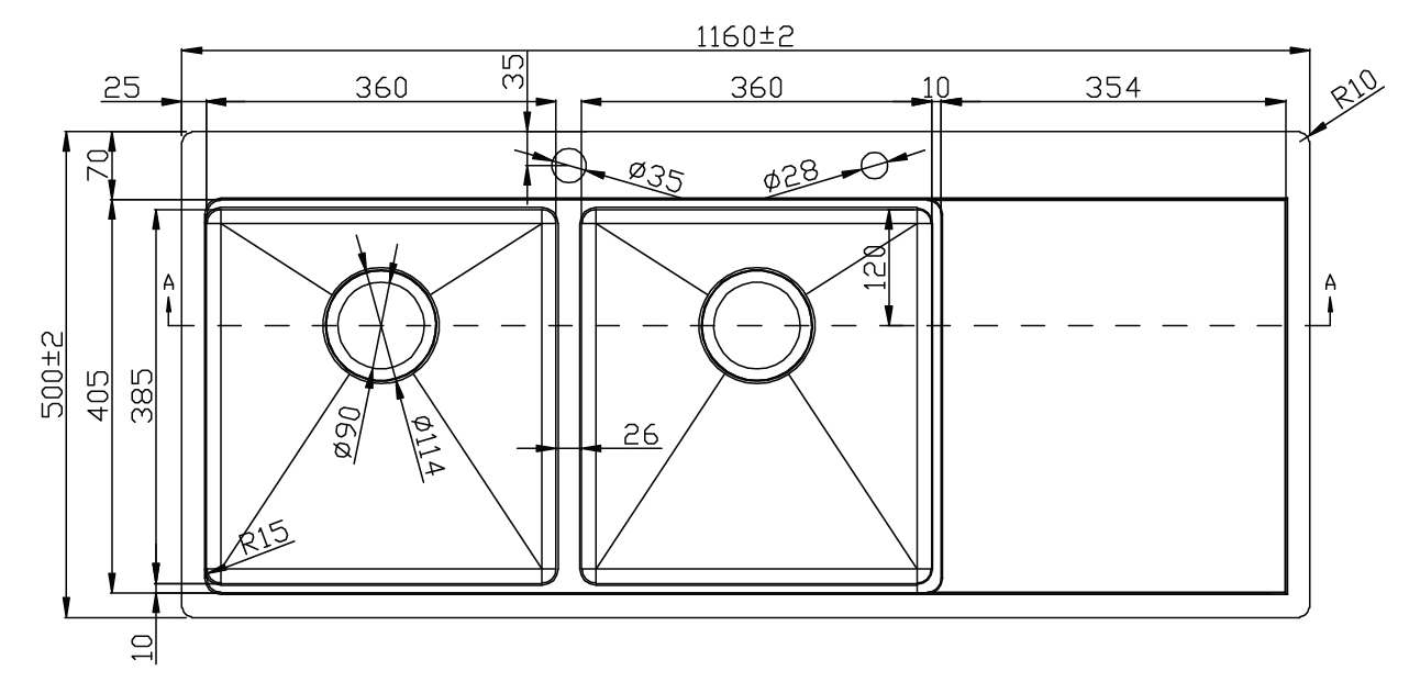 Chậu rửa Konox KN11650TD - Bàn phải