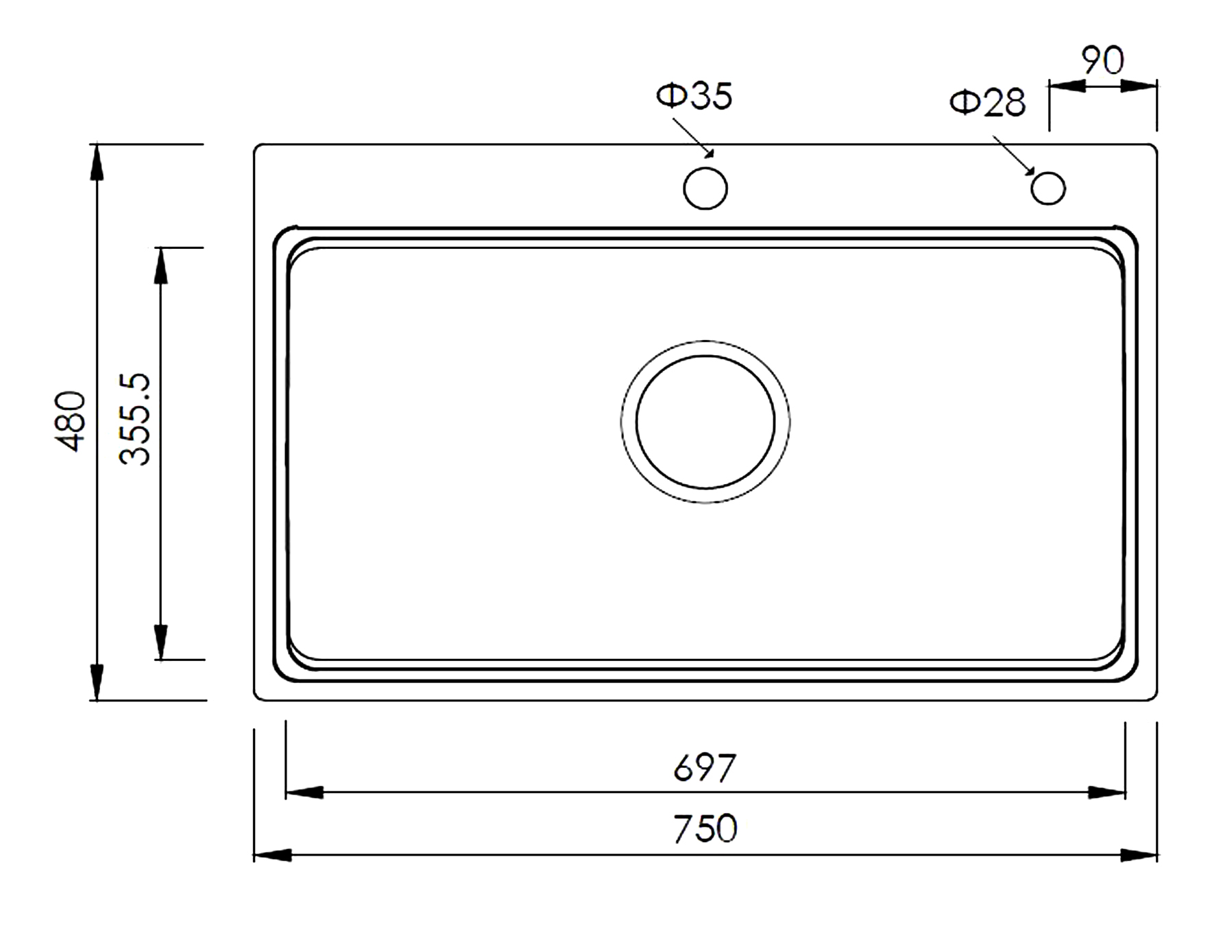 Chậu rửa Konox KN7548SO