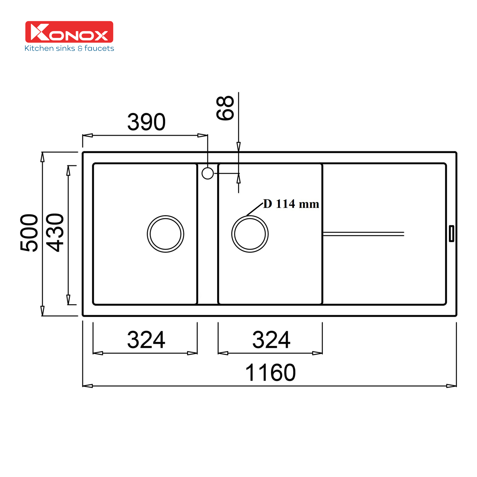 Chậu rửa Konox Livello Smart 1160 Grey