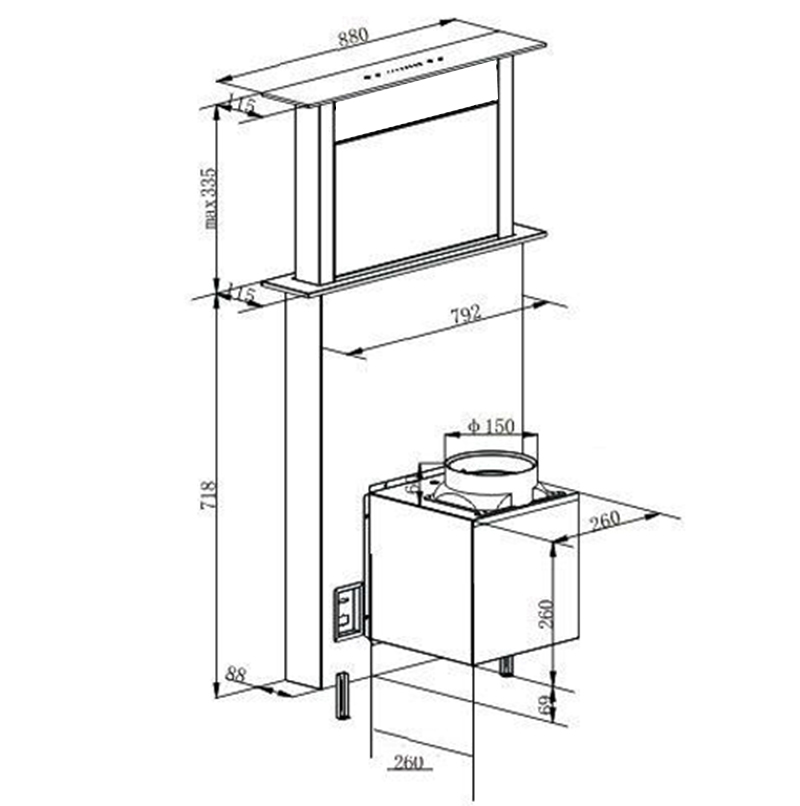 kich-thuoc-may-hut-mui-am-ke-rosieres-rdd9800-1pn Máy hút mùi âm kệ Rosieres RDD9800/1PN