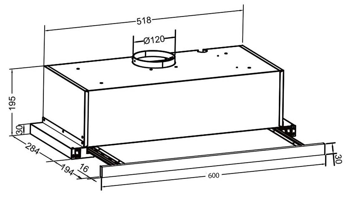 Máy hút mùi âm tủ | Eurosun EH-70AF85S | Kích thước lắp đặt sản phẩm