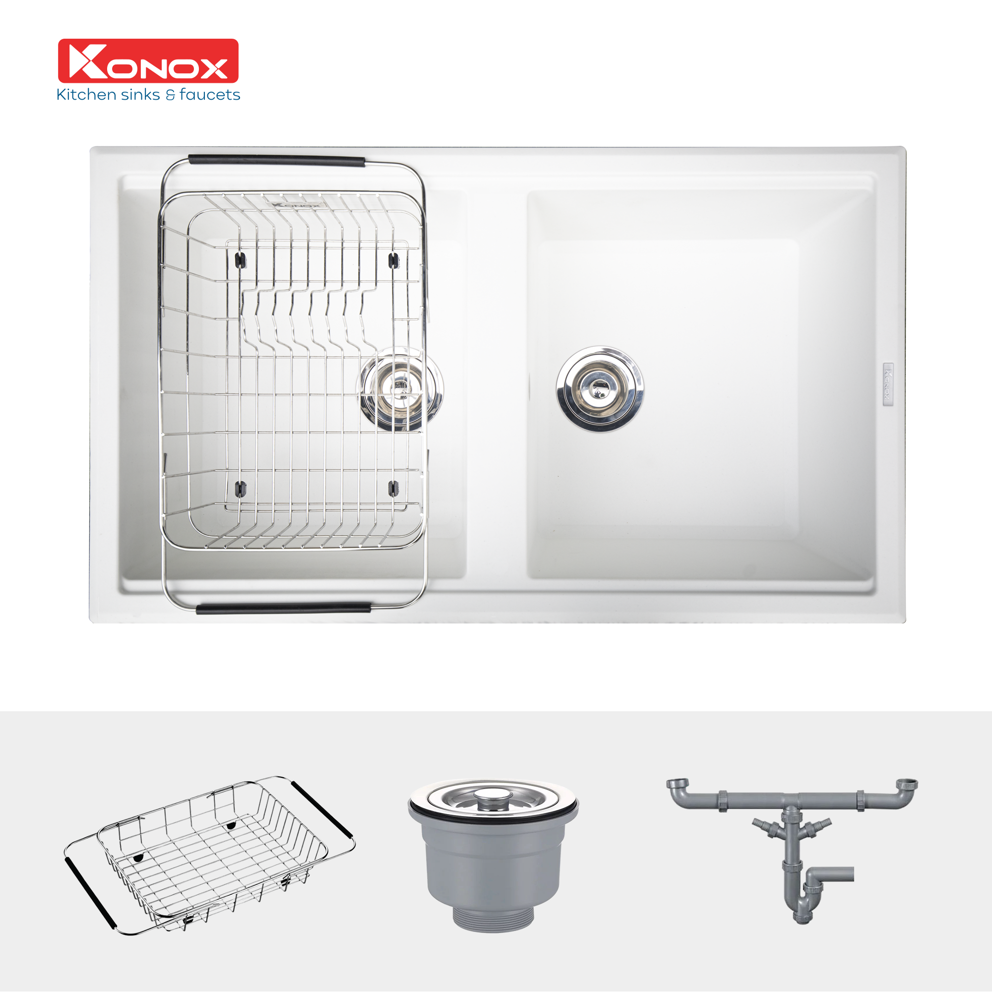 Chậu rửa Konox Phoenix 860 White Silver