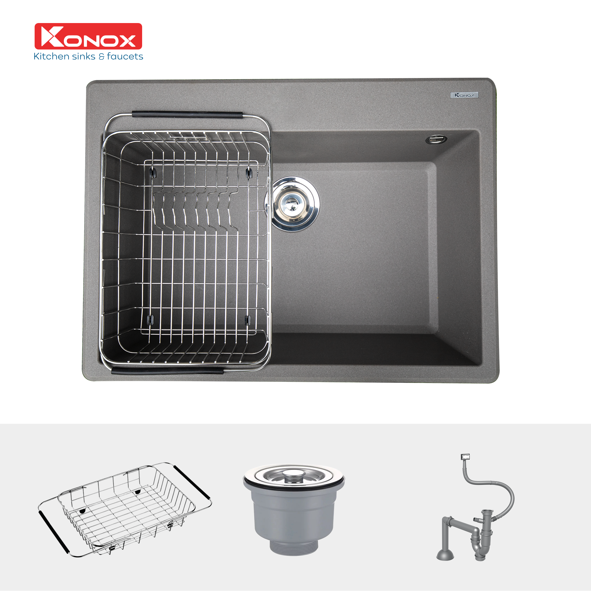 Chậu rửa Konox Ruvita 680 Grey