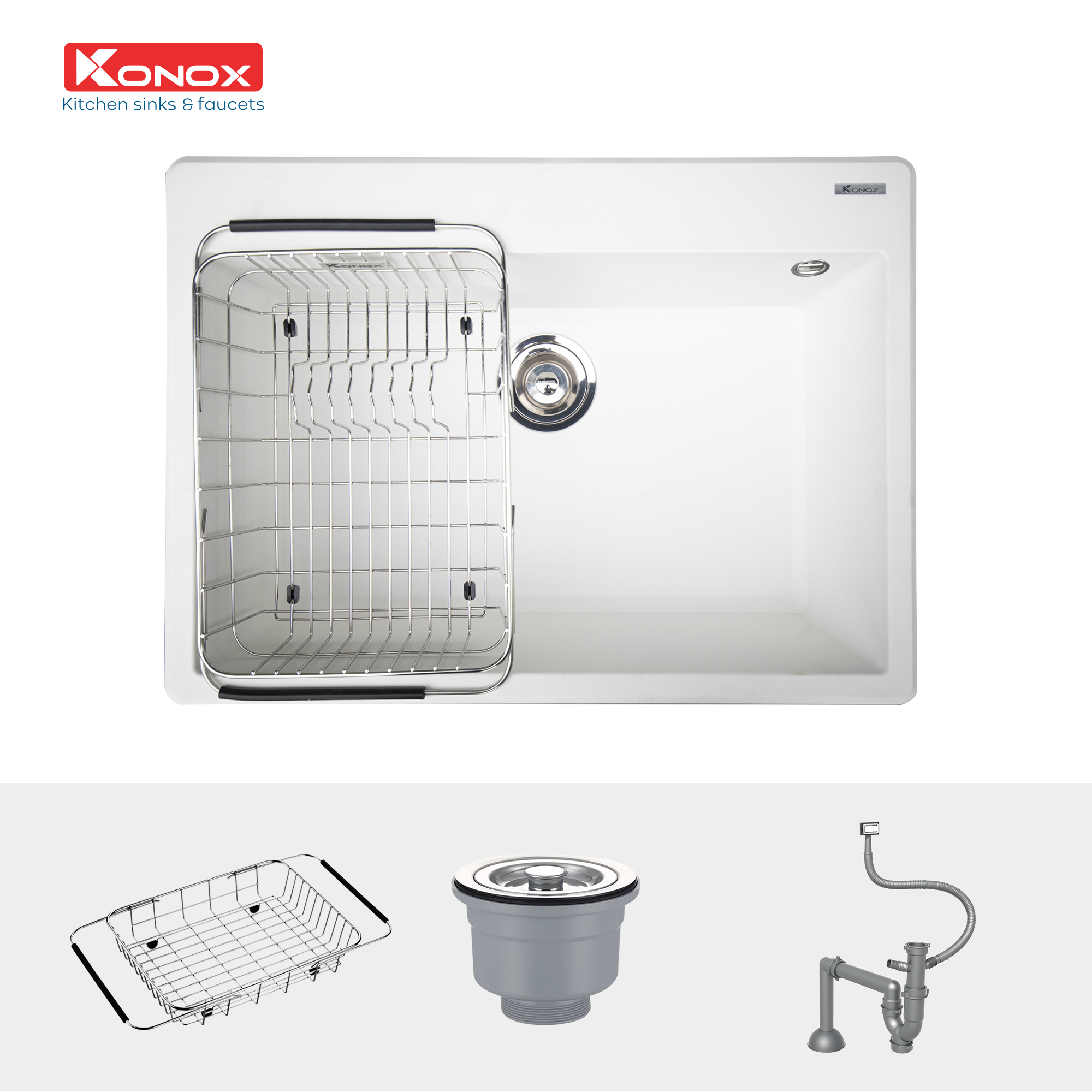 Chậu rửa Konox Ruvita 680 White Silver