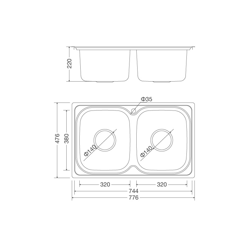 Chậu Inox 2 Hố Malloca MS 1001 NEW Thành Chậu Bo Góc
