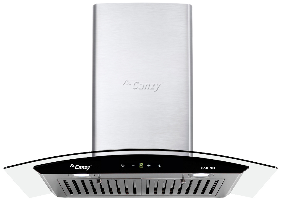 Máy hút mùi Canzy CZ-8970H sử dụng bảng điều khiển cảm ứng gồm 3 tốc độ hút