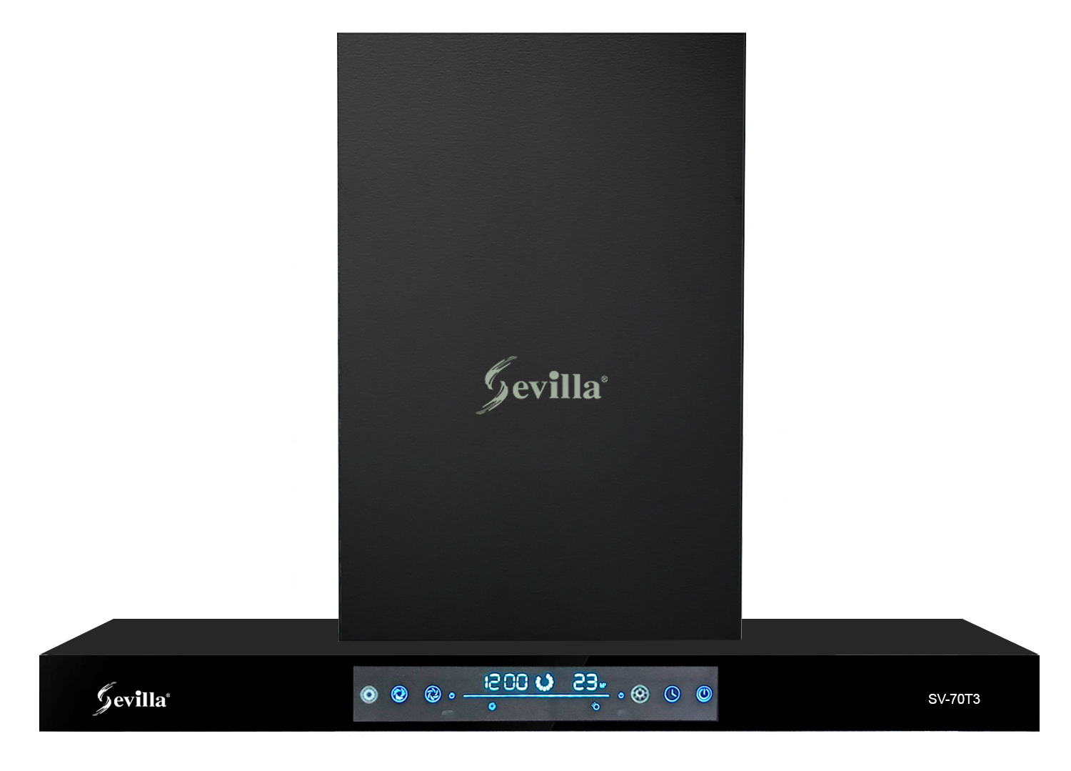 Máy hút mùi Sevilla SV-70T3 sử dụng bảng điều khiển phím cảm ứng 3 tốc độ hút