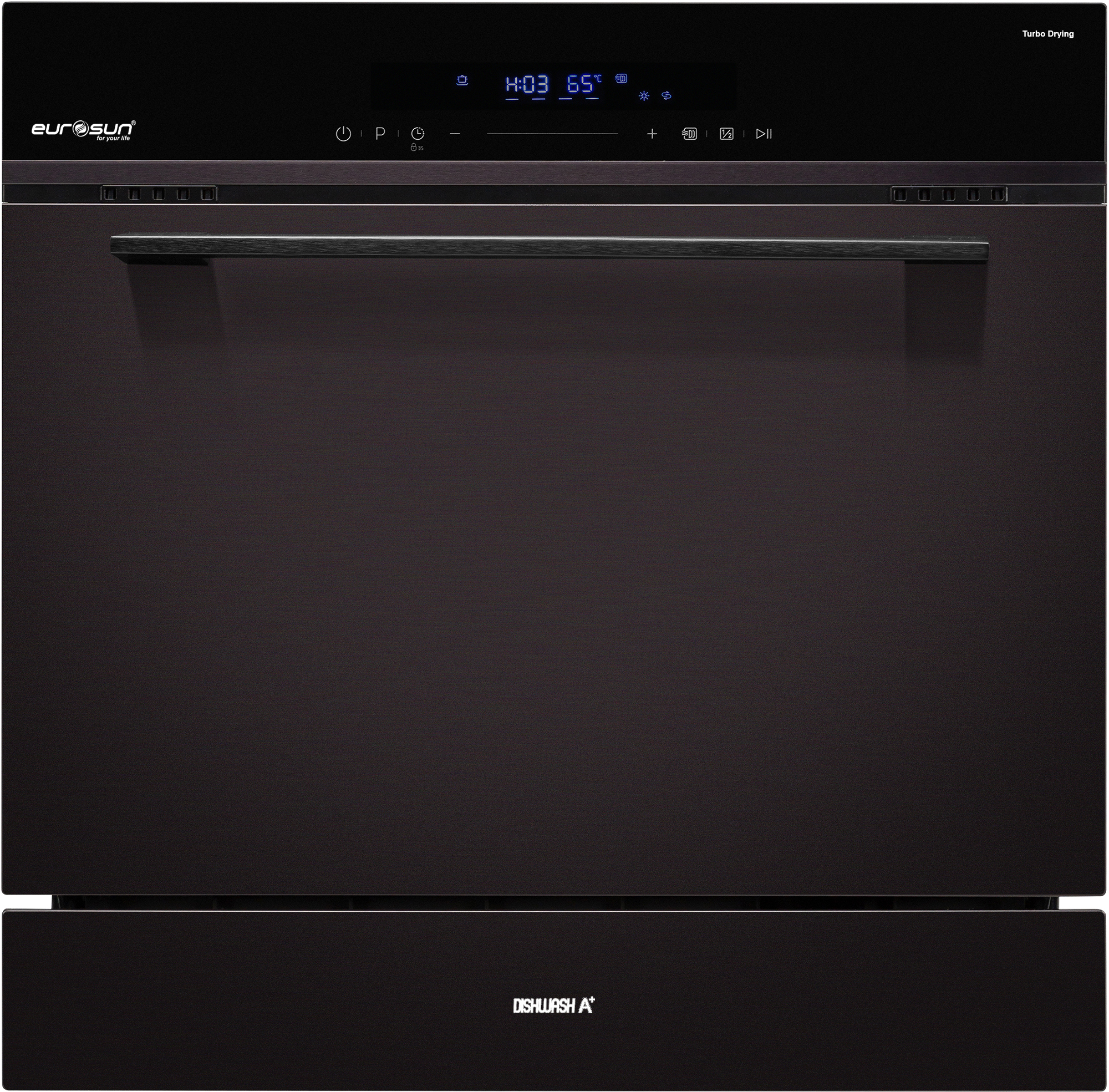 Máy rửa bát Eurosun SMS58EU09BT / Thiết kế màu inox đen đổi màu theo anh sáng không gian 