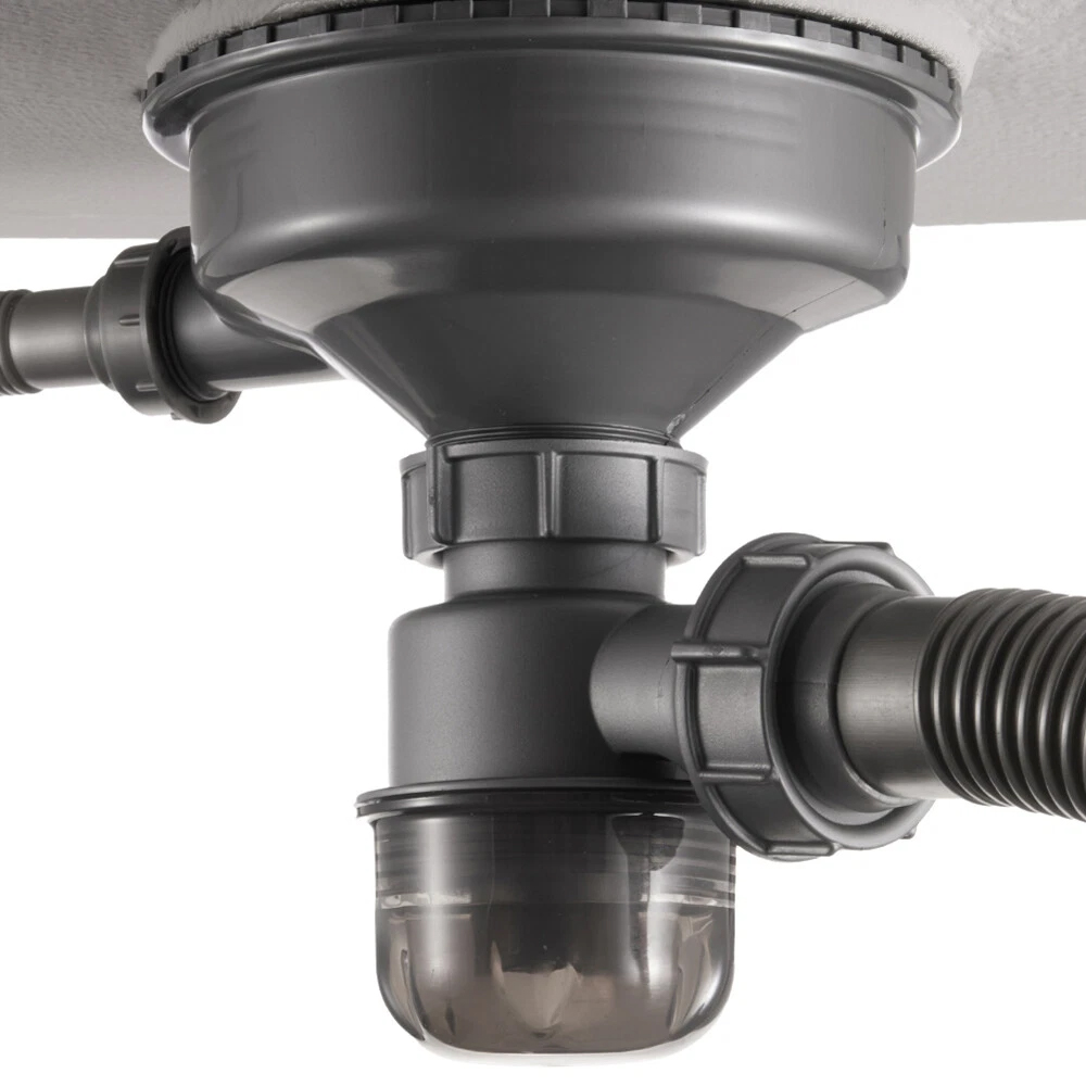 Bộ lọc rác và Siphon thoát nước thế hệ mới là hai phụ kiện không thể thiếu khi sử dụng chậu rửa Gento GT04-8048 New.