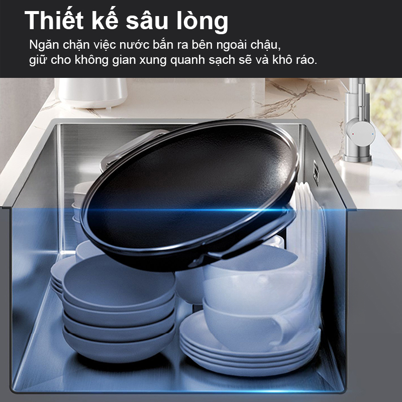 Chậu rửa Gento GT04-7546 New thiết kế sâu lòng cung cấp không gian đủ cho các công việc lớn hơn.