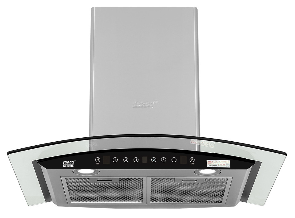 Máy hút mùi Lorca TA-2001E-70 sử dụng bảng điều khiển phím cảm ứng gồm 3 tốc độ hút