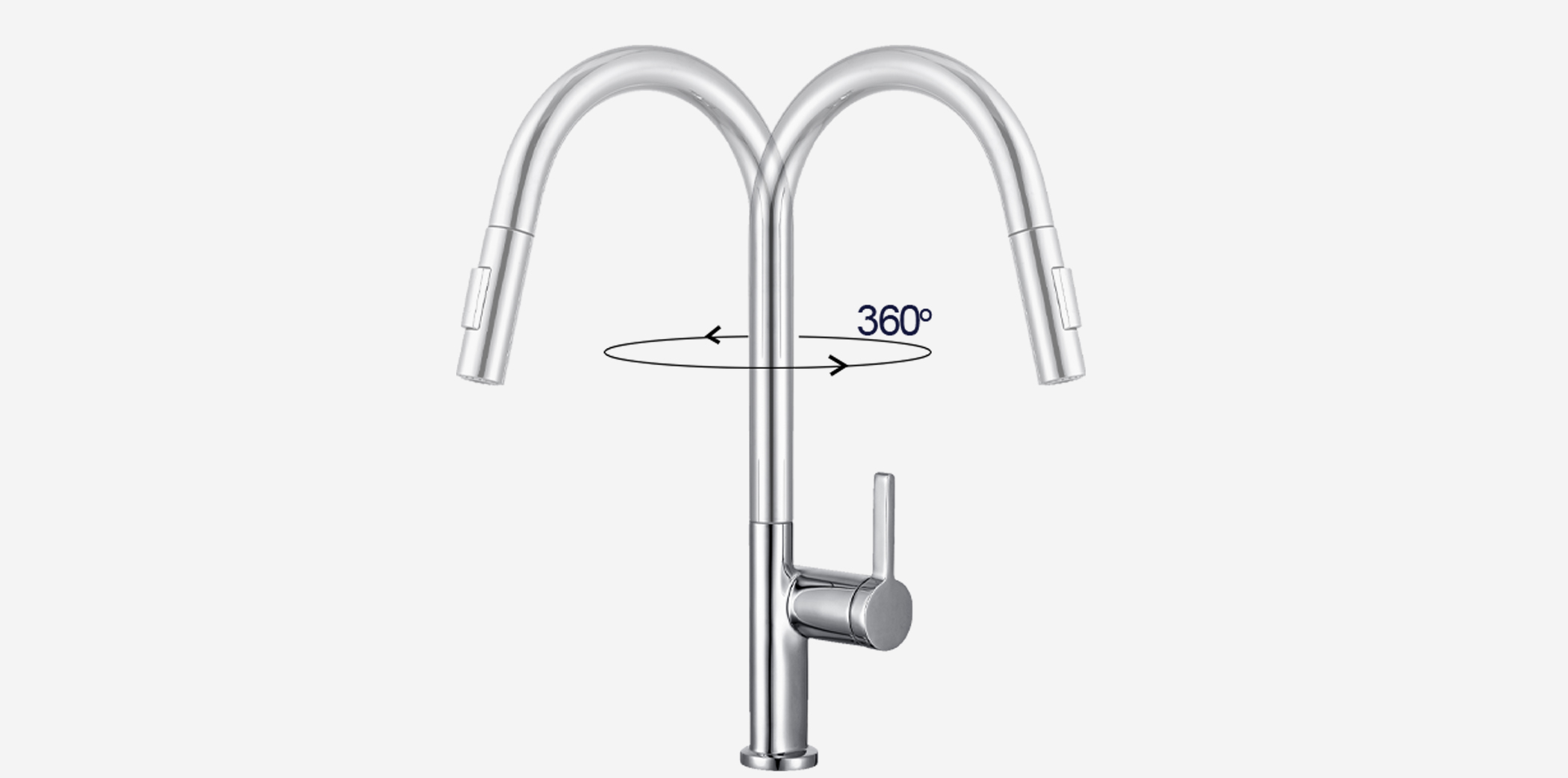 Vòi rửa Kluger KLF0019C thiết kế cao và khả năng xoay 360 độ, tạo ra sự tương thích hoàn hảo với mọi đồ dùng
